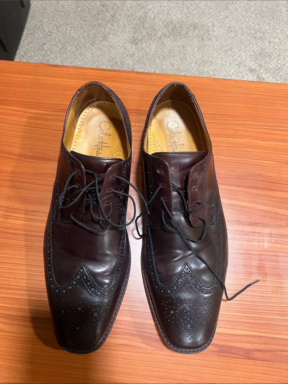 Cole Haan Dark Burgundy Wingtip Derby Oxfords